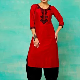 Anouk Yoke Design Thread Work Straight Silk Kurta-picture-34