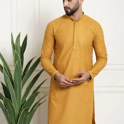 SOJANYA Geometric Embroidered Mandarin Collar Cotton Straight Kurta-picture-24