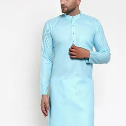 Jompers Men Turquoise Blue Kurta-image-60