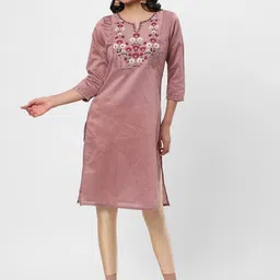 R&B Floral Embroidered Round Neck Kurta-picture-35