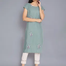 W Women Green Embroidered Thread Work Kurta-picture-41
