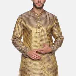 Sethukrishna Men Blue Geometric Thread Work Kurta image 1