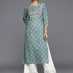 Varanga Floral Printed Gotta Patti Pure Cotton Straight Kurta-picture-22