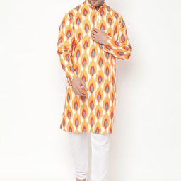 Hangup Men Orange Printed Kurta-picture-0