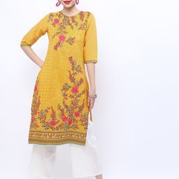 KETCH Women Yellow Floral  Keyhole Neck Kurta-picture-13