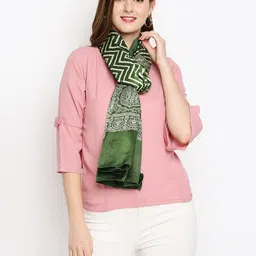 Dupatta Bazaar Green & White Ajrakh Printed Dupatta-picture-33