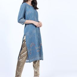 Vishudh Blue Floral Printed Kurta-picture-7