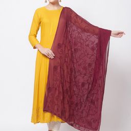 Dupatta Bazaar Burgundy Embroidered Dupatta-picture-45