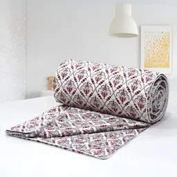Aurave Magenta & White Floral Printed AC Room 150 GSM Double Bed Dohar-picture-36