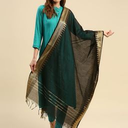 Dupatta Bazaar Black & Gold-Toned Woven Design Dupatta-picture-8