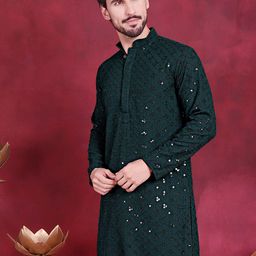 Jompers Geometric Embellished Pure Cotton Chikankari Kurta-picture-4