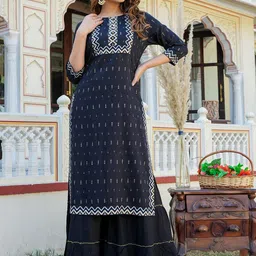YASH GALLERY Geometric Printed Sequinned Kurta-picture-31