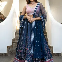 Lavanya The Label Blue & White Ready to Wear Lehenga & Blouse With Dupatta image 1