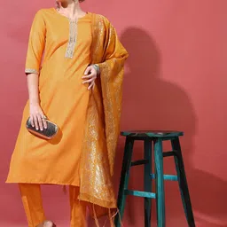 Vishudh Women Solid Polyester Kurta Set-picture-29