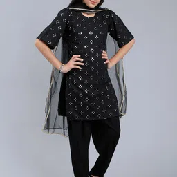 Unique Designers Girls Floral Printed Regular Sequinned Kurta with Salwar & With Dupatta-picture-31