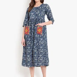 Ashlee Women Blue & White Floral Printed Floral Kurta-picture-33