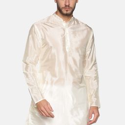 Sethukrishna Men Cream-Coloured Solid Kurta-picture-24