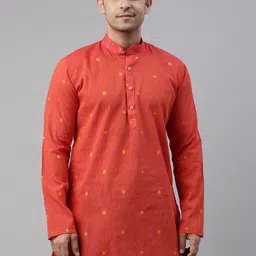 TATTVA Men Red Embroidered Chikankari Kurta-picture-20