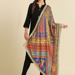 Dupatta Bazaar Ethnic Motifs Printed Dupatta with Mirror Work-picture-47