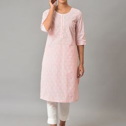 AURELIA Pink Printed Pure Cotton Straight Kurta-picture-34