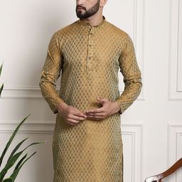 SOJANYA Woven Design Mandarin Collar Silk Cotton Kurta-picture-41