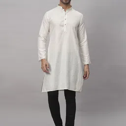 SWAGG INDIA Embroidered Thread Work Mandarin Collar Long Sleeves Jacquard Straight Kurta-picture-15