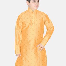 SG YUVRAJ Boys Floral Embroidered Mandarin Collar Jacquard Straight Kurta-picture-32