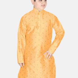 SG YUVRAJ Boys Floral Embroidered Mandarin Collar Jacquard Straight Kurta-picture-31