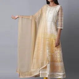 WISHFUL Gold-Toned & Cream-Coloured Dupatta-picture-24