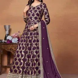 ODETTE Floral Embroidered V-Neck A-Line Ethnic Dresse-picture-35