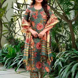 gosriki KALINI Floral Printed Regular Kurta with Trousers & With Dupatta-picture-26