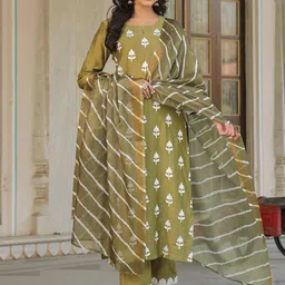 gosriki KALINI Floral Embroidered Kurta with Trousers & With Dupatta image 1