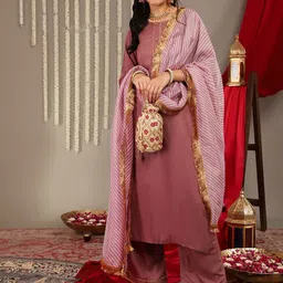 KALINI Gotta Patti Straight Kurta & Trousers With Dupatta image 1