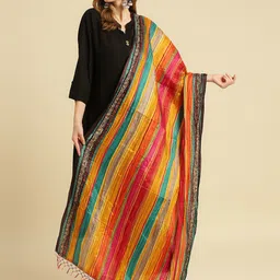 Dupatta Bazaar Yellow & Green Printed Dupatta-picture-15