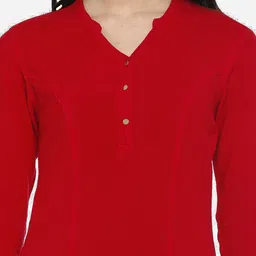 IDENTITI Women Red Solid Straight Kurta image 2
