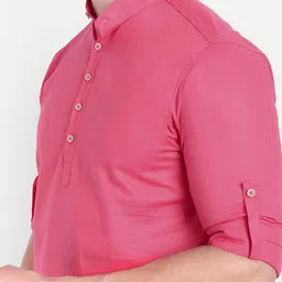 Vida Loca Mandarin Collar Roll-Up Sleeves Cotton Short Kurta image 3