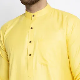 Jompers Men Yellow Solid Kurta image 5