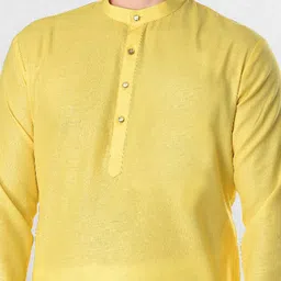 SHIWAM ETHNIX Men Yellow Straight Kurta image 4