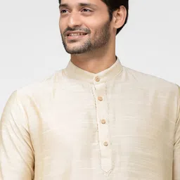 TATTVA Men Cream-Coloured Solid Kurta image 4
