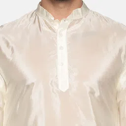 Sethukrishna Men Cream-Coloured Mandarin Collar Kurta image 2
