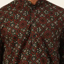 JAVINISHKA Ethnic Motifs Printed Mandarin Collar Pure Cotton Kurta image 4