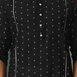 SHVAAS by VASTRAMAY Geometric Regular Sleeves Cotton Straight Kurta image 5