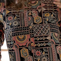 Anouk Black Ethnic Motifs Printed Mandarin Collar Kurta image 2