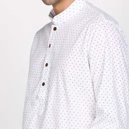 here&now x sanwara Sanwara Men White Geometric Printed Kurta image 3