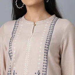 W Women Beige Printed StraightKurta image 2