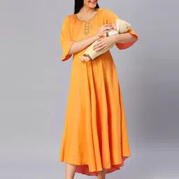 DUMMY SHAPE Yoke Design Flared Sleeves Maternity Anarkali Kurta image 3