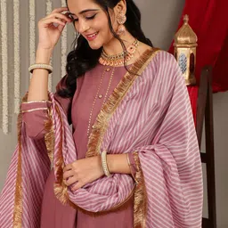 KALINI Gotta Patti Straight Kurta & Trousers With Dupatta image 2