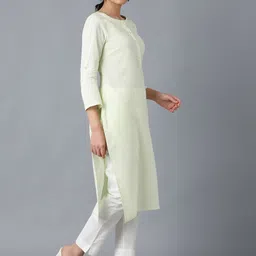 W Women Yellow Solid Kurta image 3