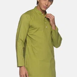 Sethukrishna Men Olive Green Cotton Kurta image 3