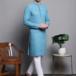 Jompers Ethnic Motifs Embroidered Sequinned Cotton Straight Kurta image 5